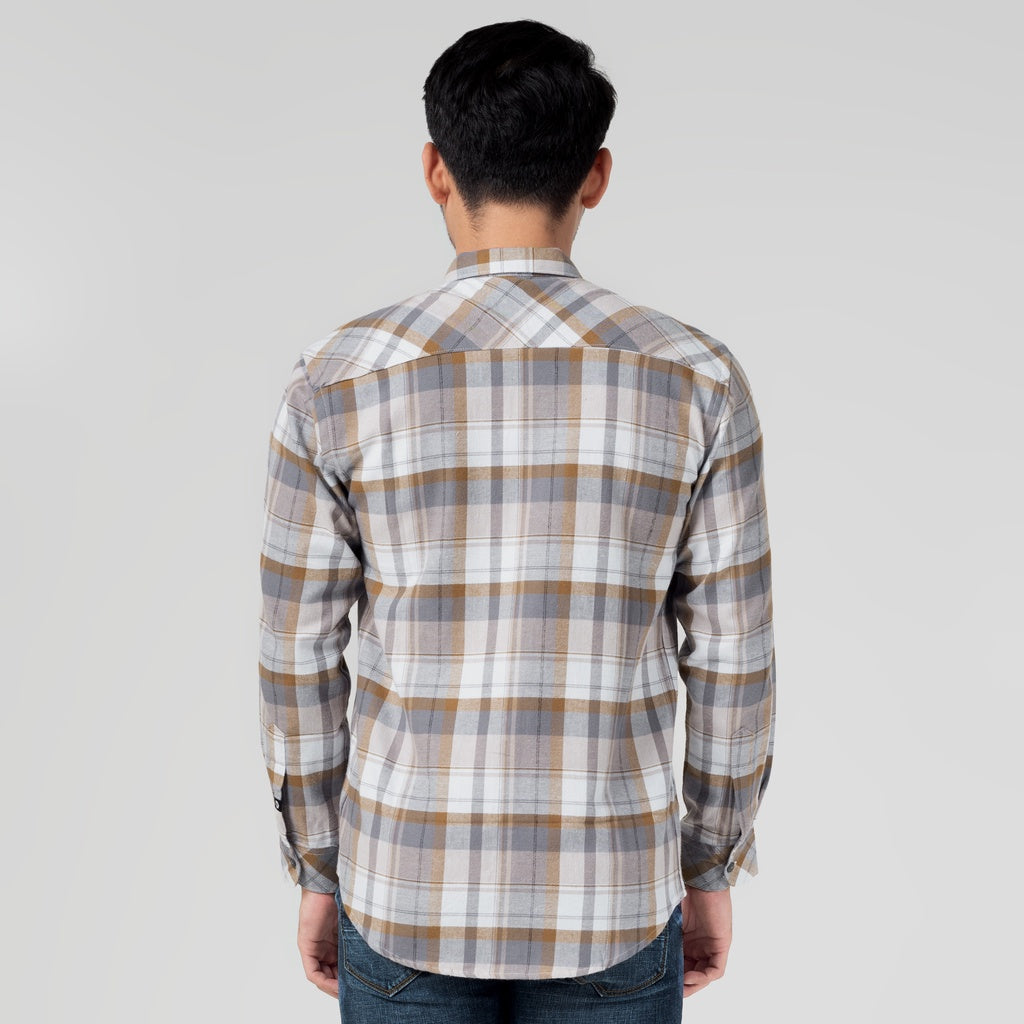 Benhill Kemeja Pria Flannel Lengan Panjang Kotak Abu 29496-11633