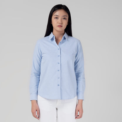 Benhill Kemeja Wanita " Mina" Tops Lengan Panjang Oxford Blue A148-1330S