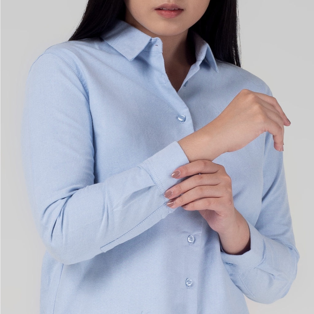 Benhill Kemeja Wanita " Mina" Tops Lengan Panjang Oxford Blue A148-1330S