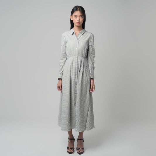 Benhill Gamis Wanita Flannel Lengan Panjang Kotak Putih A168-11930
