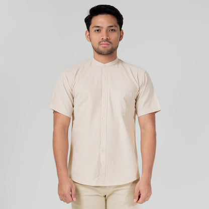 Benhill Kemeja Koko Pria Linen Polos Lengan Pendek Beige 50004-16910