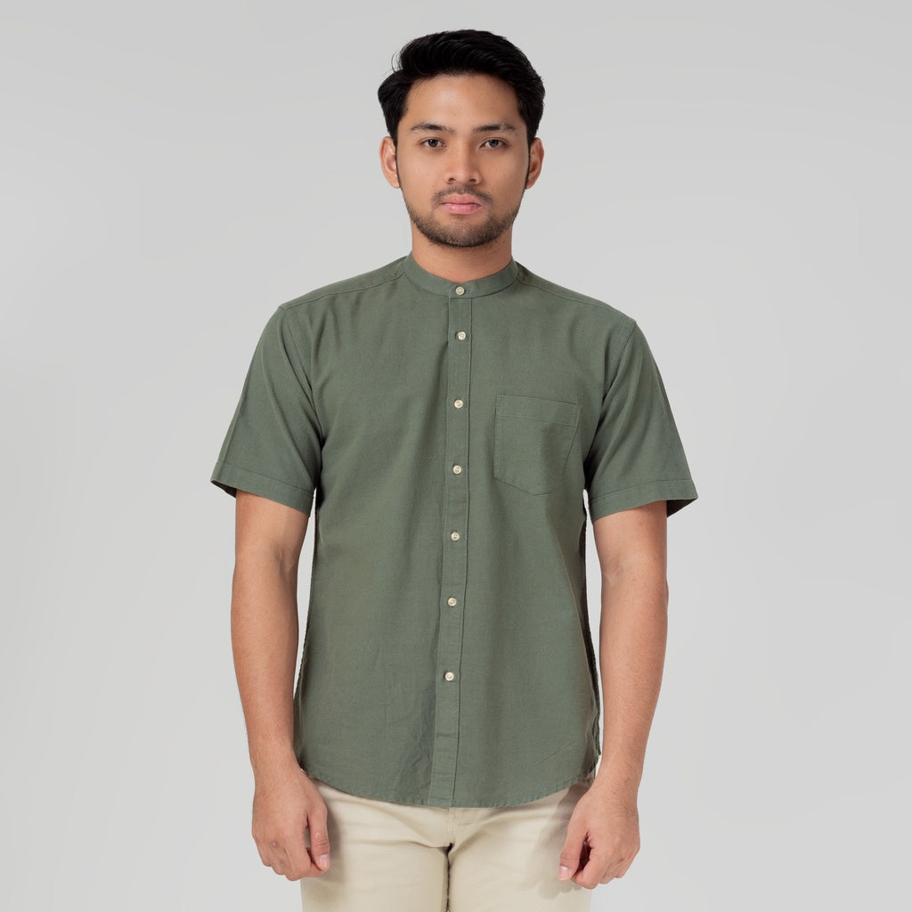 Benhill Kemeja Koko Pria Linen Polos Lengan Pendek Cactus 50007-16710