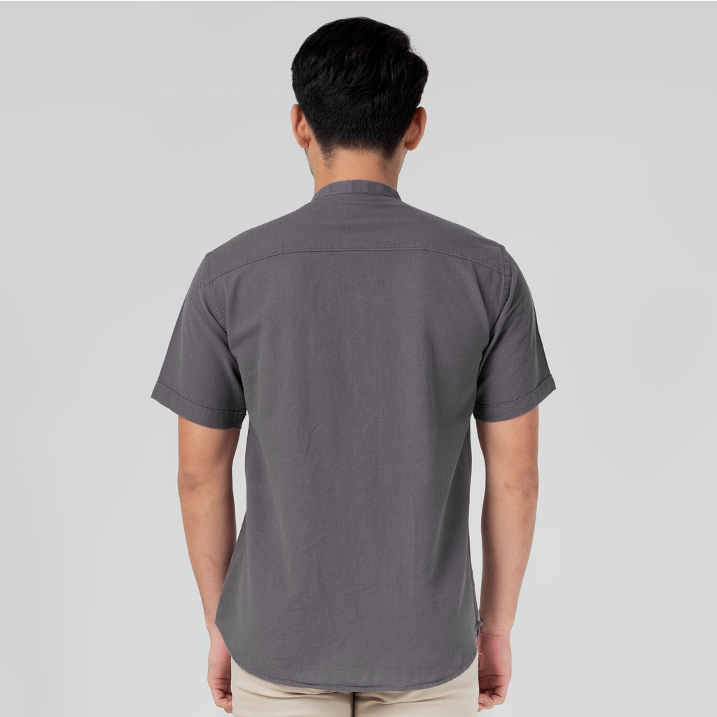 Benhill Kemeja Koko Pria Linen Polos Lengan Pendek Grey 50005-16610