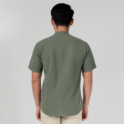 Benhill Kemeja Koko Pria Linen Polos Lengan Pendek Cactus 50007-16710